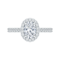 Oval Cut Diamond Halo Engagement Ring in 14K White Gold (Semi-Mount)