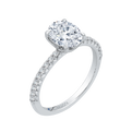14K White Gold Oval Diamond Floral Engagement Ring (Semi-Mount)