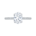 14K White Gold Oval Diamond Floral Engagement Ring (Semi-Mount)