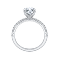 14K White Gold Oval Diamond Floral Engagement Ring (Semi-Mount)