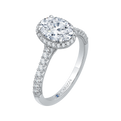 14K White Gold Oval Cut Diamond Halo Engagement Ring (Semi-Mount)