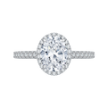 14K White Gold Oval Cut Diamond Halo Engagement Ring (Semi-Mount)