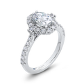 14K White Gold Oval Diamond Halo Engagement Ring (Semi-Mount)