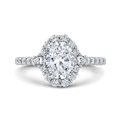 14K White Gold Oval Diamond Halo Engagement Ring (Semi-Mount)