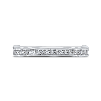 Round Diamond Half-Eternity Wedding Band in 14K White Gold
