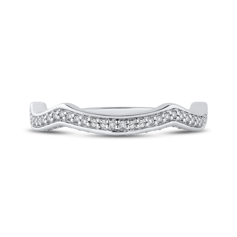 Round Diamond Half-Eternity Wedding Band in 14K White Gold