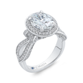 Oval Cut Diamond Halo Engagement Ring in 14K White Gold (Semi-Mount)