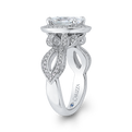 Oval Cut Diamond Halo Engagement Ring in 14K White Gold (Semi-Mount)