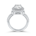 Oval Cut Diamond Halo Engagement Ring in 14K White Gold (Semi-Mount)