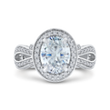 Oval Cut Diamond Halo Engagement Ring in 14K White Gold (Semi-Mount)