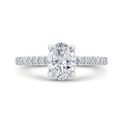 Oval Cut Diamond Engagement Ring in 14K White Gold (Semi-Mount)