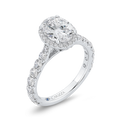 Oval Cut Diamond Halo Engagement Ring in 14K White Gold (Semi-Mount)