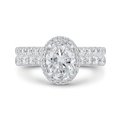 Oval Cut Diamond Halo Engagement Ring in 14K White Gold (Semi-Mount)