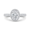Oval Cut Diamond Halo Engagement Ring in 14K White Gold (Semi-Mount)