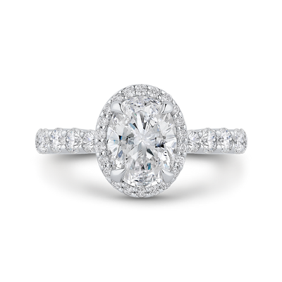 Oval Cut Diamond Halo Engagement Ring in 14K White Gold (Semi-Mount)