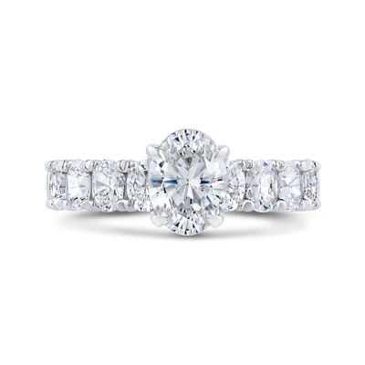 Oval Cut Diamond Engagement Ring in 14K White Gold (Semi-Mount)