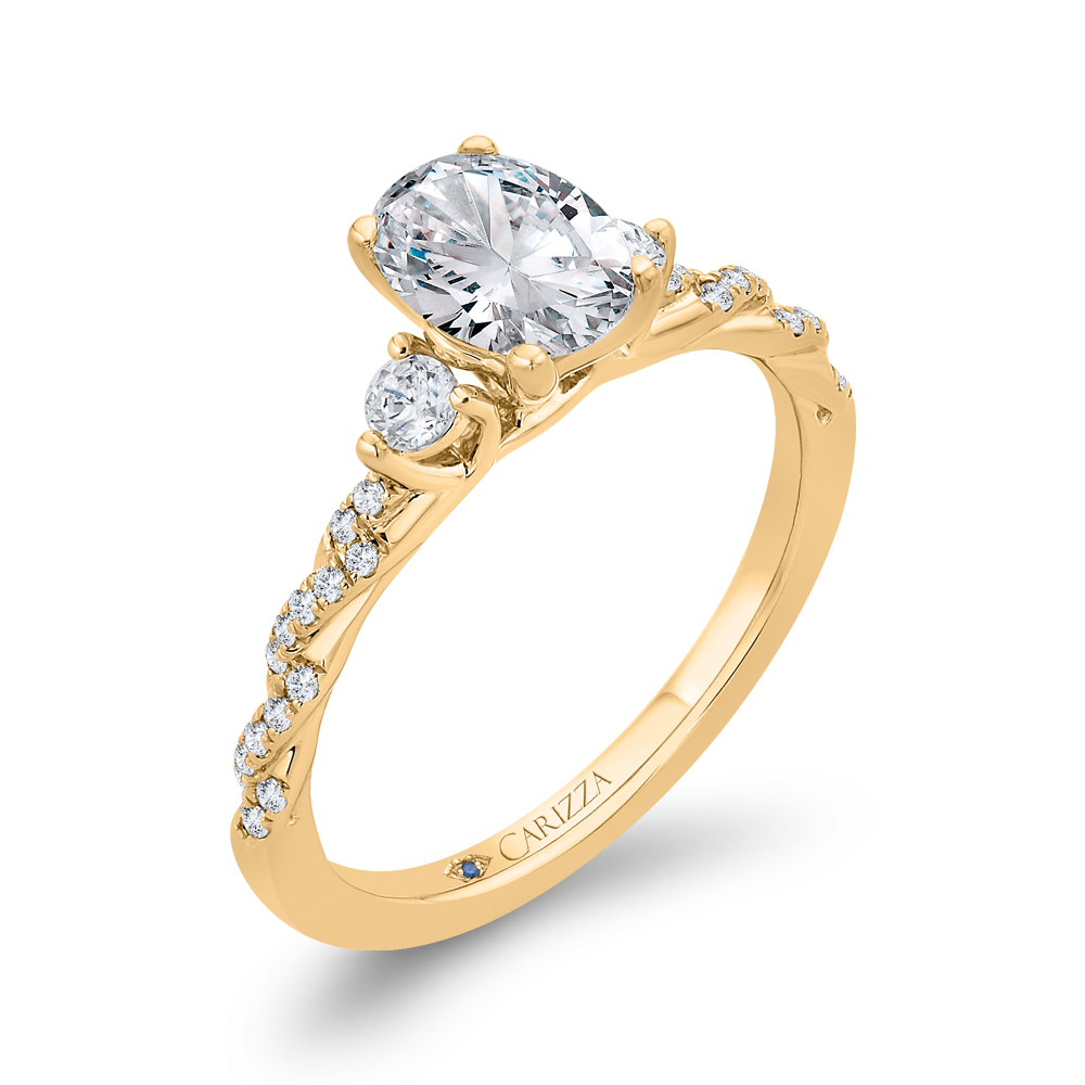 14K Yellow Gold Diamond Engagement Ring (Semi-Mount)