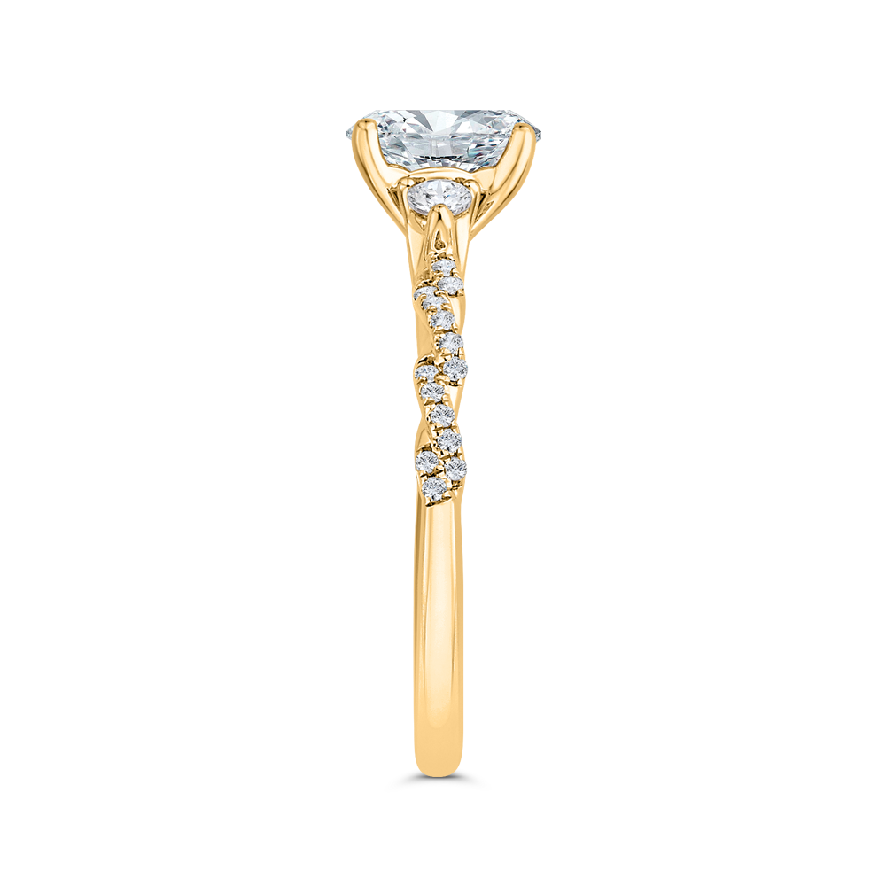 14K Yellow Gold Diamond Engagement Ring (Semi-Mount)