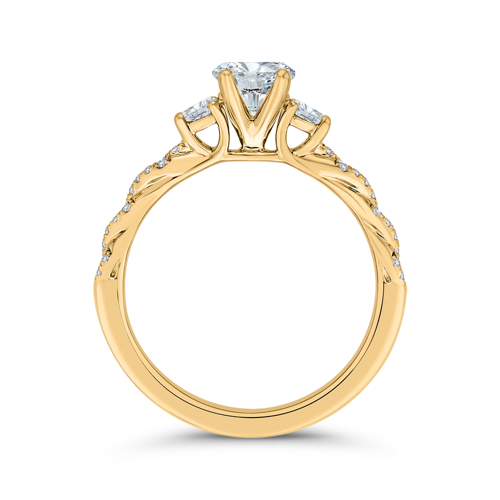 14K Yellow Gold Diamond Engagement Ring (Semi-Mount)