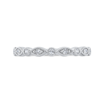 Round Half Run Diamond Wedding Band in 14K White Gold