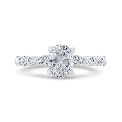 14K White Gold Diamond Engagement Ring (Semi-Mount)
