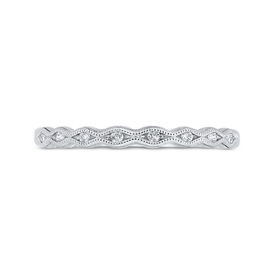 Diamond Wedding Band with Milgrain 14K White Gold