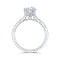 Oval Cut Diamond Engagement Ring with Milgrain 14K White Gold (Semi-Mount)