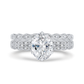 Oval Cut Diamond Engagement Ring with Milgrain 14K White Gold (Semi-Mount)