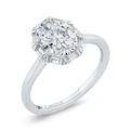 Oval Cut Diamond Halo Engagement Ring in 14K White Gold (Semi-Mount)