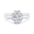 Oval Cut Diamond Halo Engagement Ring in 14K White Gold (Semi-Mount)