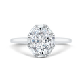 Oval Cut Diamond Halo Engagement Ring in 14K White Gold (Semi-Mount)