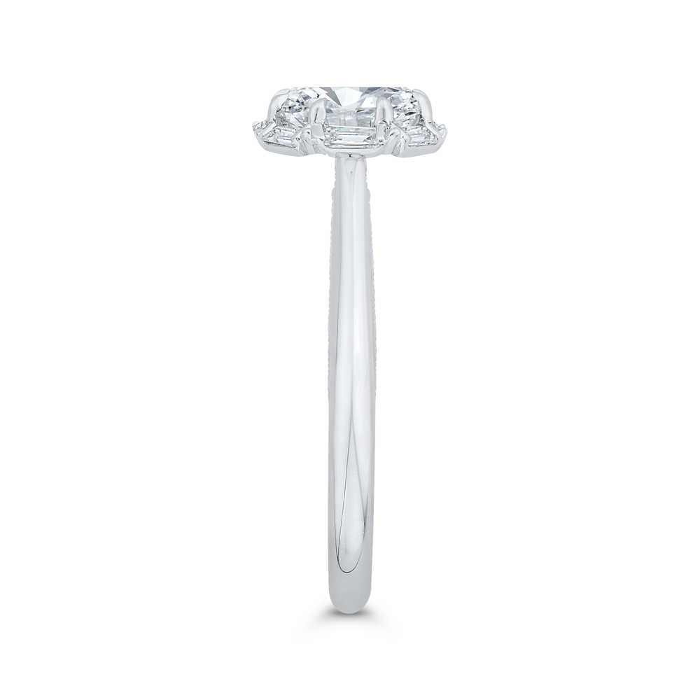 Oval Cut Diamond Cathedral Engagement Ring in 14K White Gold (Semi-Mount)