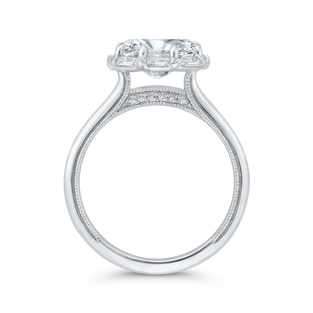 Oval Cut Diamond Cathedral Engagement Ring in 14K White Gold (Semi-Mount)