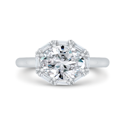Oval Cut Diamond Cathedral Engagement Ring in 14K White Gold (Semi-Mount)