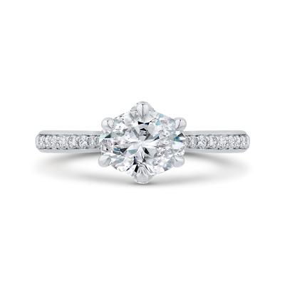 Oval Cut Diamond Engagement Ring in 14K White Gold (Semi-Mount)