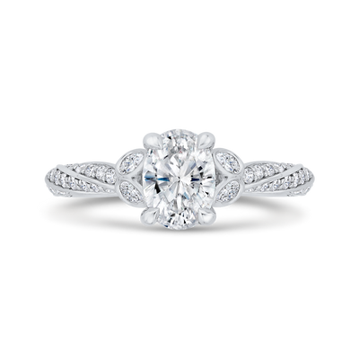 Split Shank Oval Cut Diamond Split Shank Engagement Ring in 14K White Gold (Semi-Mount)