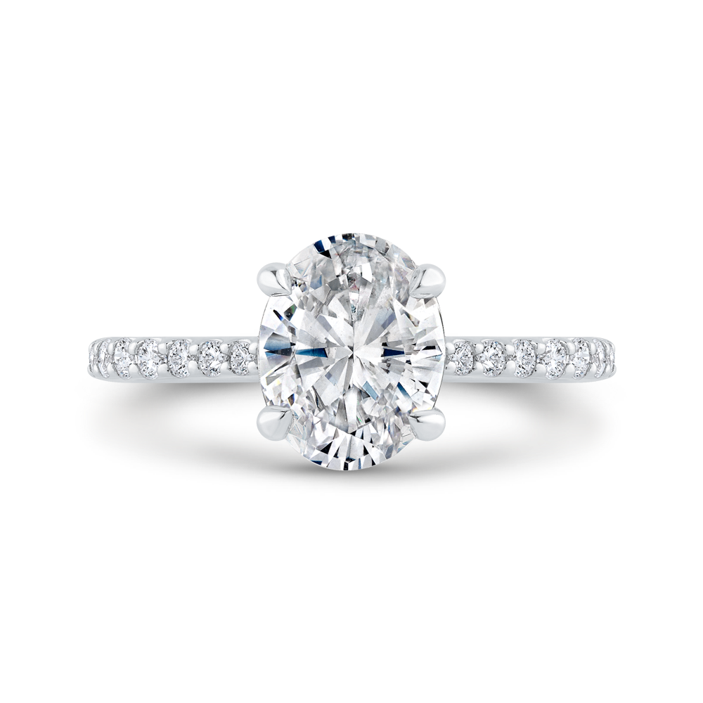 Oval Cut Diamond Solitaire Plus Engagement Ring in 14K White Gold (Semi-Mount)