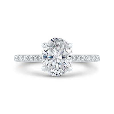 Oval Cut Diamond Solitaire Plus Engagement Ring in 14K White Gold (Semi-Mount)