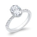 14K White Gold Oval Cut Diamond Halo Engagement Ring  (Semi-Mount)