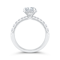 14K White Gold Oval Cut Diamond Halo Engagement Ring  (Semi-Mount)