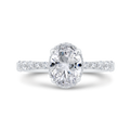 14K White Gold Oval Cut Diamond Halo Engagement Ring  (Semi-Mount)