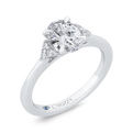 14K Two Tone Gold Three Stone Plus Round Diamond Engagement Ring