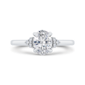 14K Two Tone Gold Three Stone Plus Round Diamond Engagement Ring
