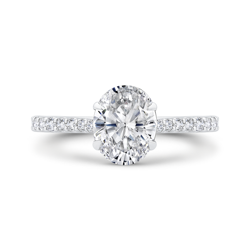 14K White Gold Oval Diamond Engagement Ring (Semi-Mount)