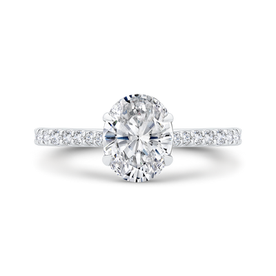 14K White Gold Oval Diamond Engagement Ring (Semi-Mount)