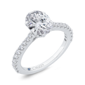 14K White Gold Oval Diamond Engagement Ring (Semi-Mount)