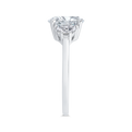 14K White Gold Three Stone Engagement Ring Half-moon sides Diamond (Semi-Mount)