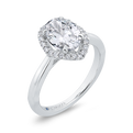 14K White Gold Oval Cut Diamond Engagement Ring (Semi-Mount)