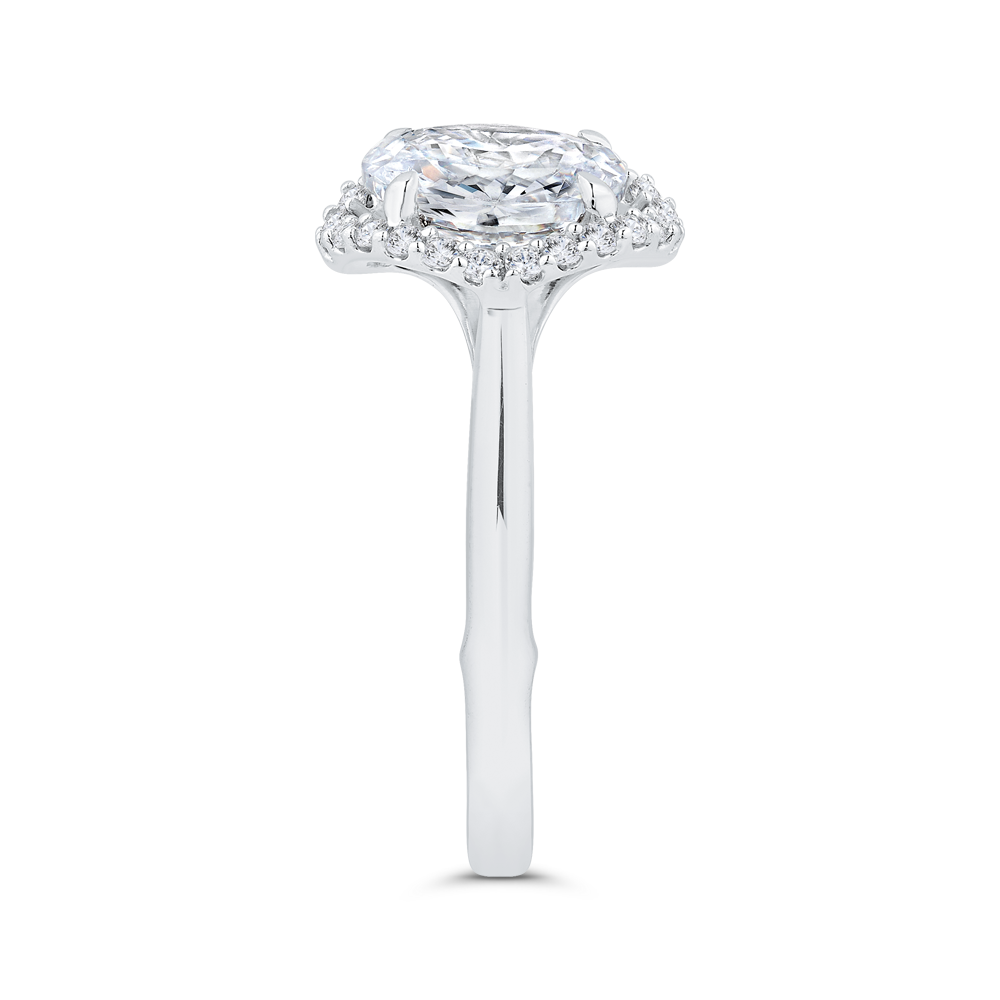 14K White Gold Oval Cut Diamond Engagement Ring (Semi-Mount)