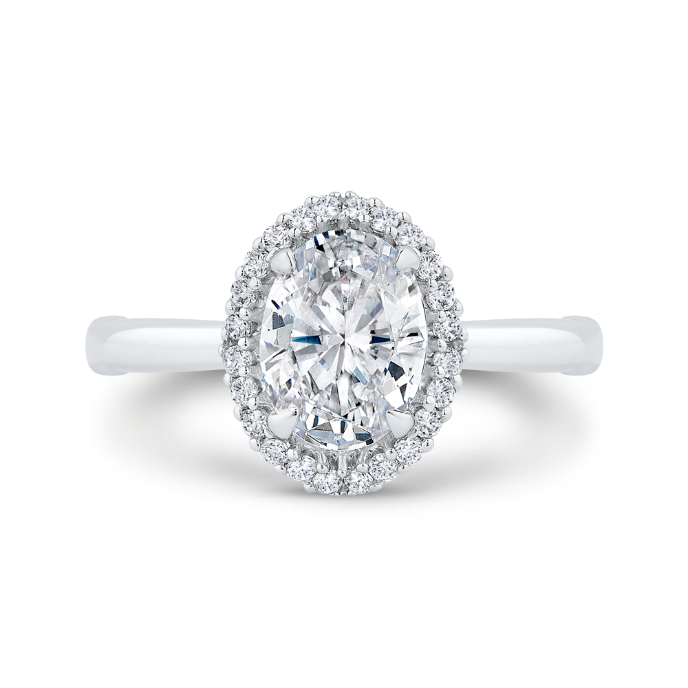 14K White Gold Oval Cut Diamond Engagement Ring (Semi-Mount)